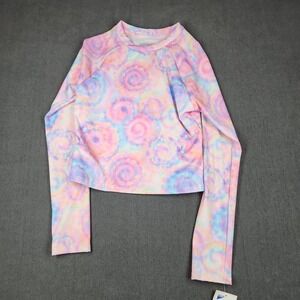 Andy & Evan Girl's Rashguard Top Size L (12-14) NEW UPF 50+ Pink Swirl Tie Dye